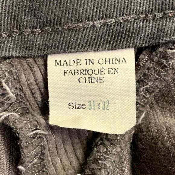 Size 31 Brown Corduroy Cotton Blend Distressed Straight Casual Pants - Picture 6 of 7